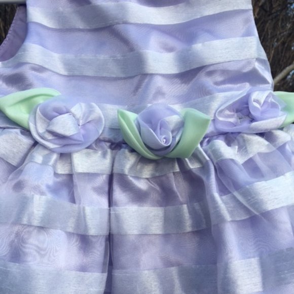 Exquisite, NWOT, Lilac Baby Dress with Rose Buds, & Leaves - Picture 2 of 8